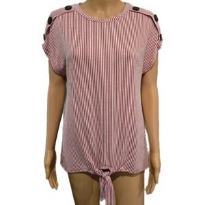 Lavish Red and White Striped Top medium